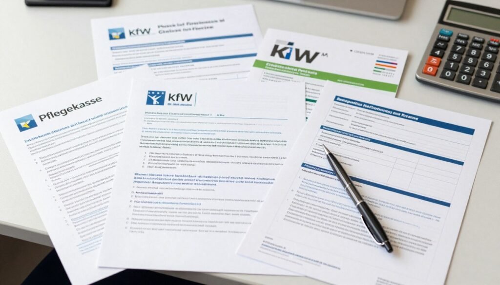 Beispielhafte Darstellung von Dokumenten für den Antrag auf Förderung von Treppenliften